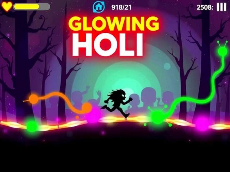 Glowing Holi Sprint Game Screenshot